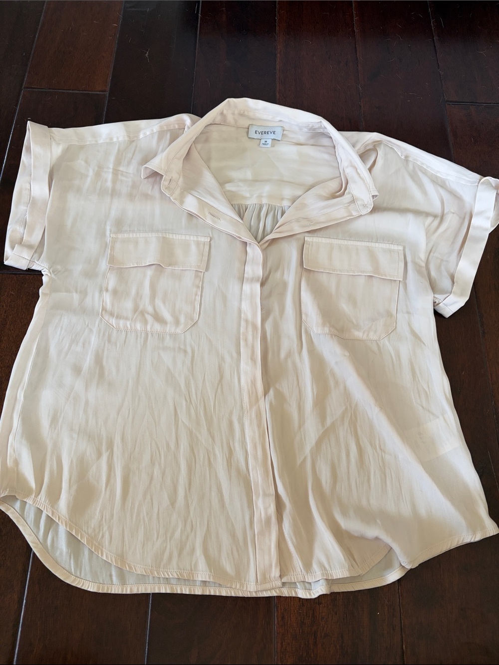 Evereve Blush Short-Sleeve Button Front Pocket Shirt